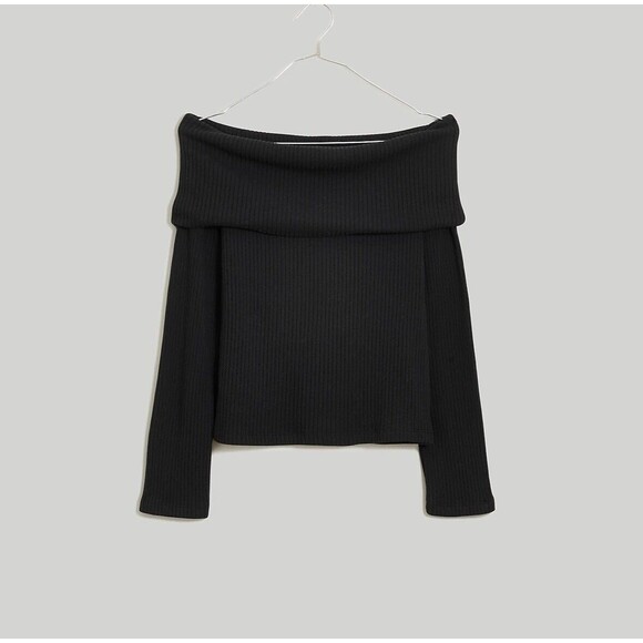 MADEWELL Women's Off Shoulder Black Long Sleeve Top SIZE‎ XXS NWT - Picture 3 of 7